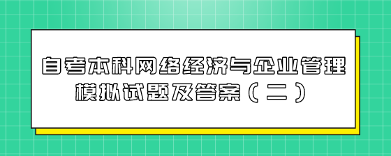 自考本科网络经济与企业管理模拟试题及答案(二)