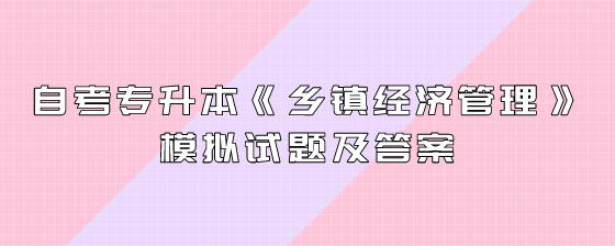 自考专升本《乡镇经济管理》模拟试题及答案(一)