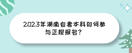 2023年湖南自考本科如何参与正规报名?